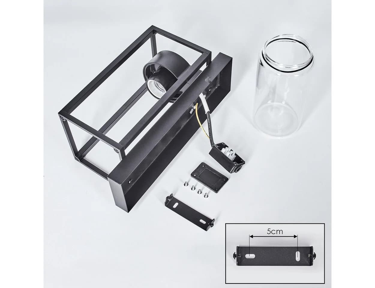 hofstein Außen-Wandleuchte Schwarz/Klar Metall/Glas E27 IP44 - Bild 5