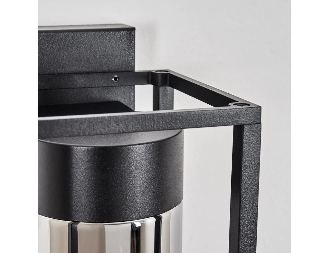 hofstein Außen-Wandleuchte Metall/Glas Schwarz/Rauchfarben Bewegungsmelder IP44 - Bild 3