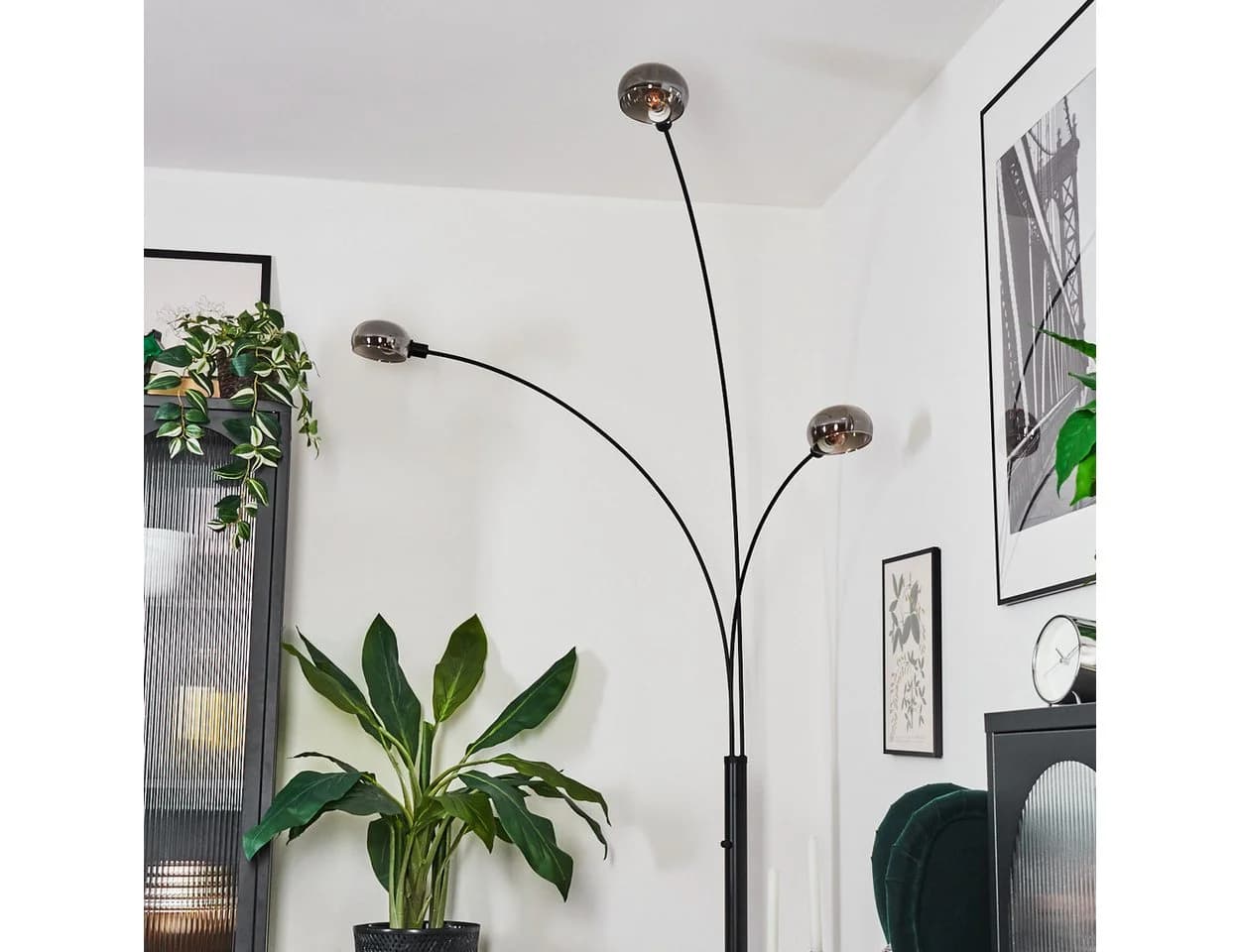 hofstein Stehlampe Schwarz/Rauch Retro Vintage Design