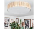 hofstein Deckenleuchte Boho Design Metall Binsenstroh Beige Weiß E27 Bild 1