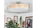 hofstein Deckenleuchte Boho Design Metall Binsenstroh Beige Weiß E27 Bild 4