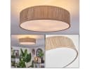 hofstein Deckenleuchte Boho Design Metall Binsenstroh Beige Weiß E27 Bild 2