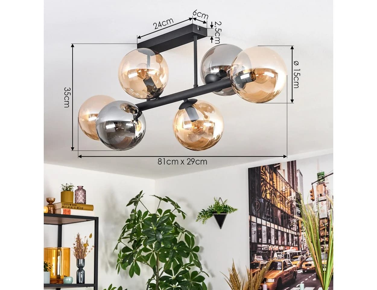 Retro Deckenleuchte aus Metall und Glas - Bild 4