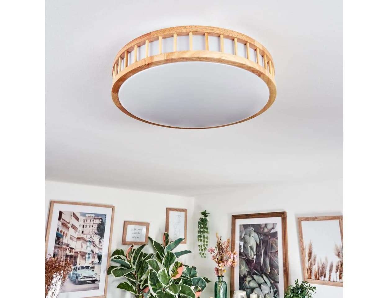 hofstein Deckenleuchte Boho Design Weiß/Natur CCT Fernbedienung - Bild 5