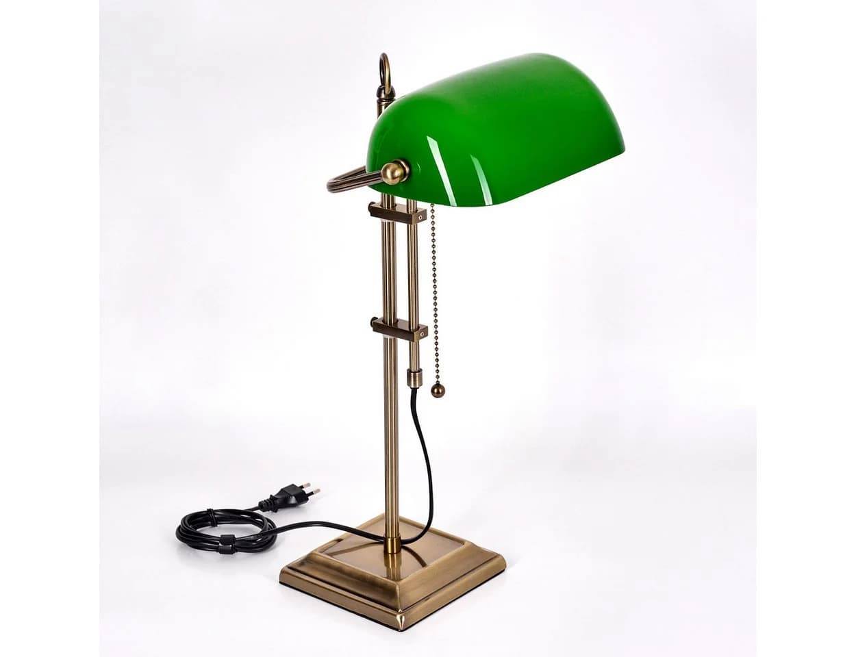 hofstein Tischleuchte Tischlampe aus Metall/Glas Altmessing/Grün/Weiß - Bild 5