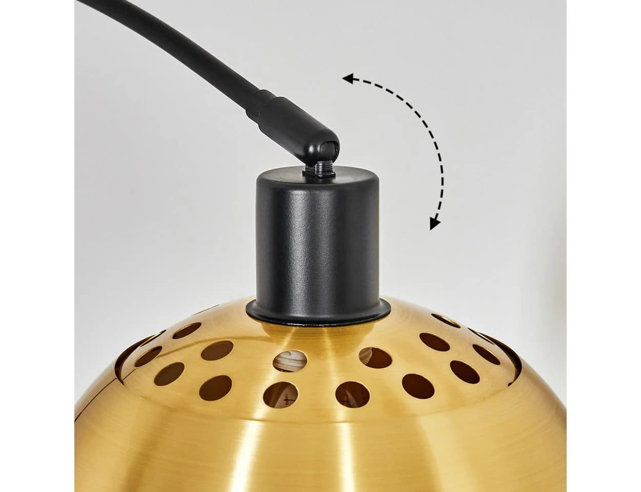 hofstein Bogenlampe Stehlampe Schwarz/Gold Marmorfuß E27 - Bild 3