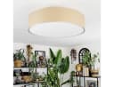 hofstein Deckenleuchte Metall/Papiergeflecht/Stoff Nickel-matt/Natur Boho Leuchte 50 cm E27 Bild 1