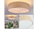 hofstein Deckenleuchte Metall/Papiergeflecht/Stoff Nickel-matt/Natur Boho Leuchte 50 cm E27 Bild 2