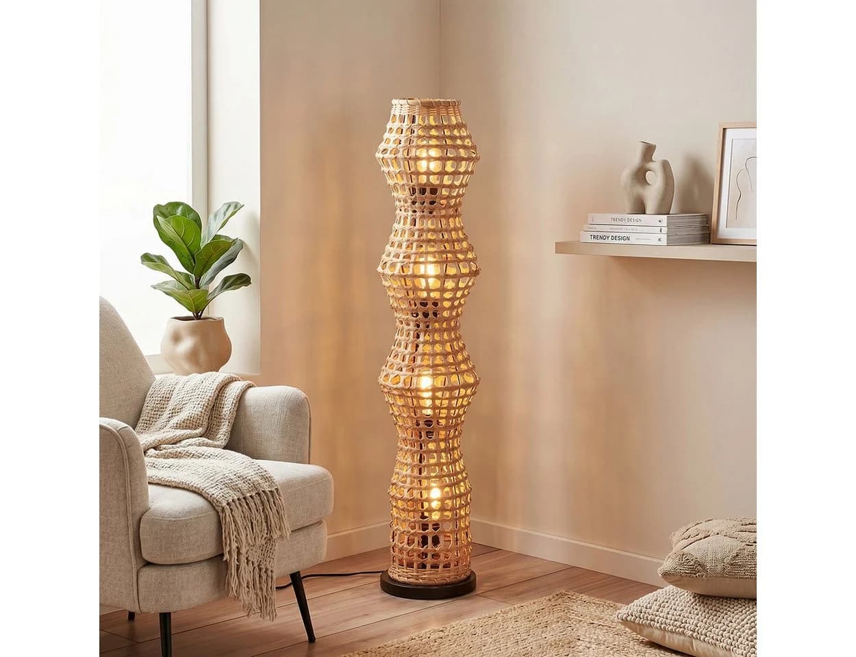 hofstein Stehlampe Skandinavisch Rattan Boho-Style - Bild 3