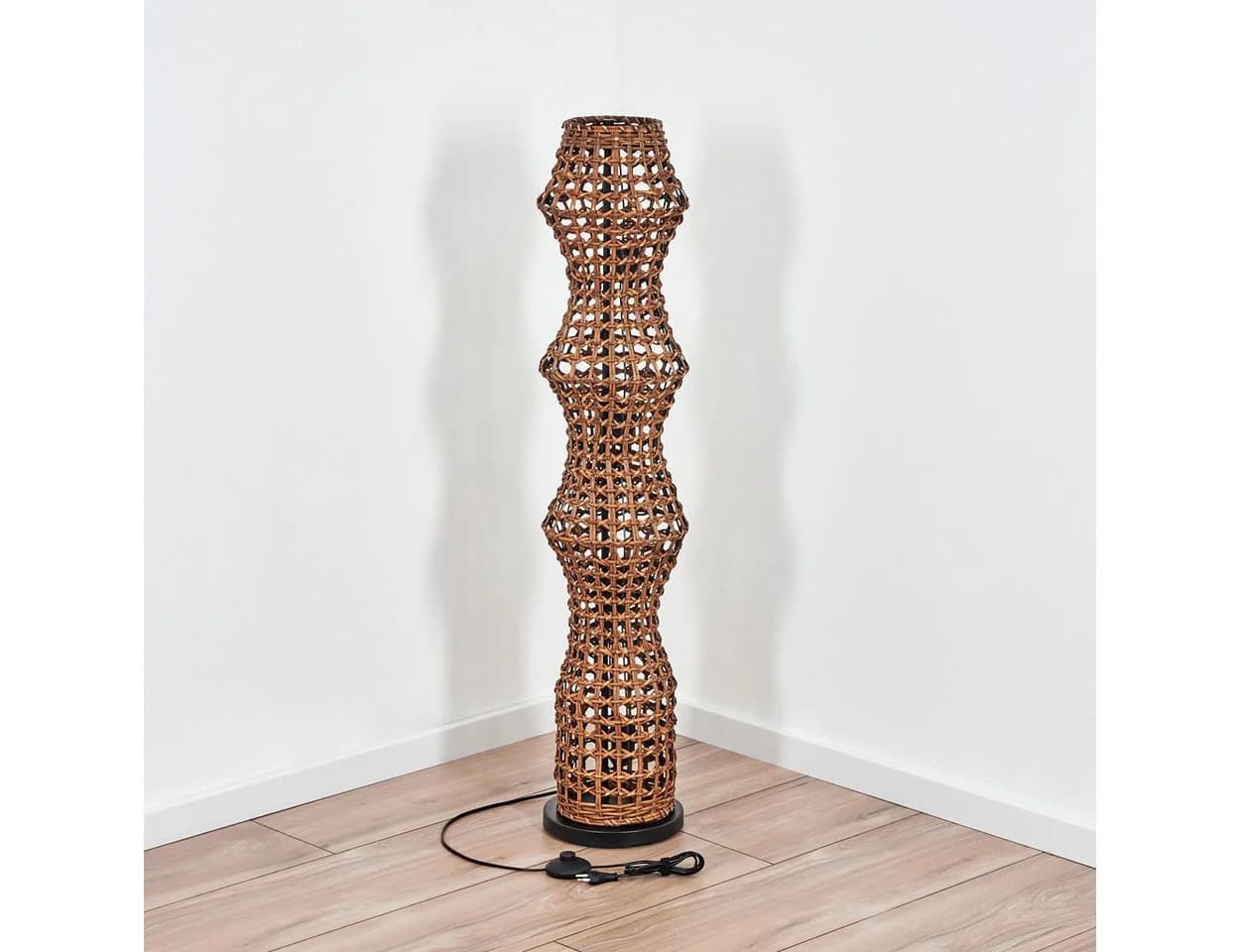 hofstein Stehlampe Boho-Style Rattan Schwarz/Braun - Bild 5