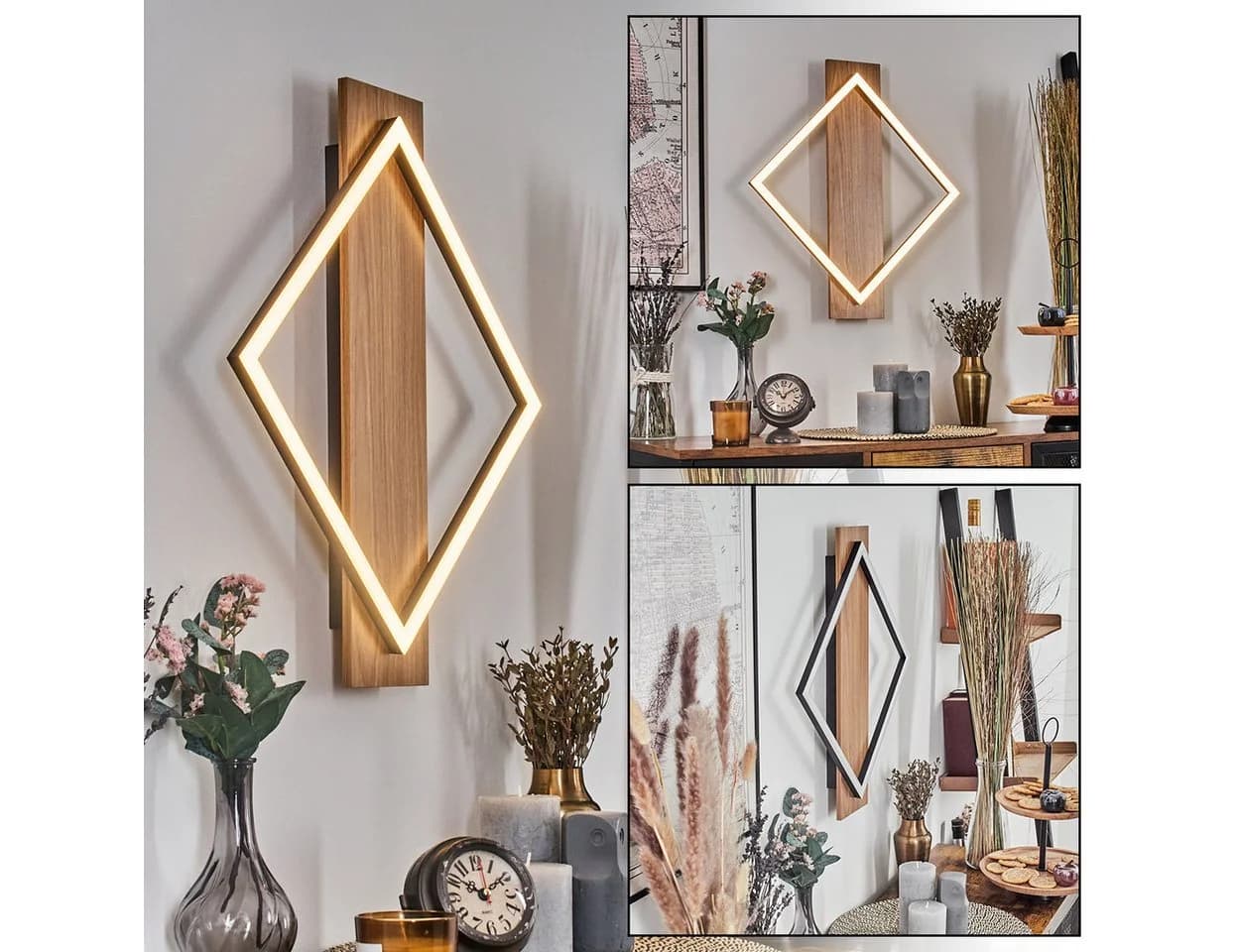 hofstein Wandleuchte LED Metall/Kunststoff Holzoptik Schwarz/Weiß - Bild 2