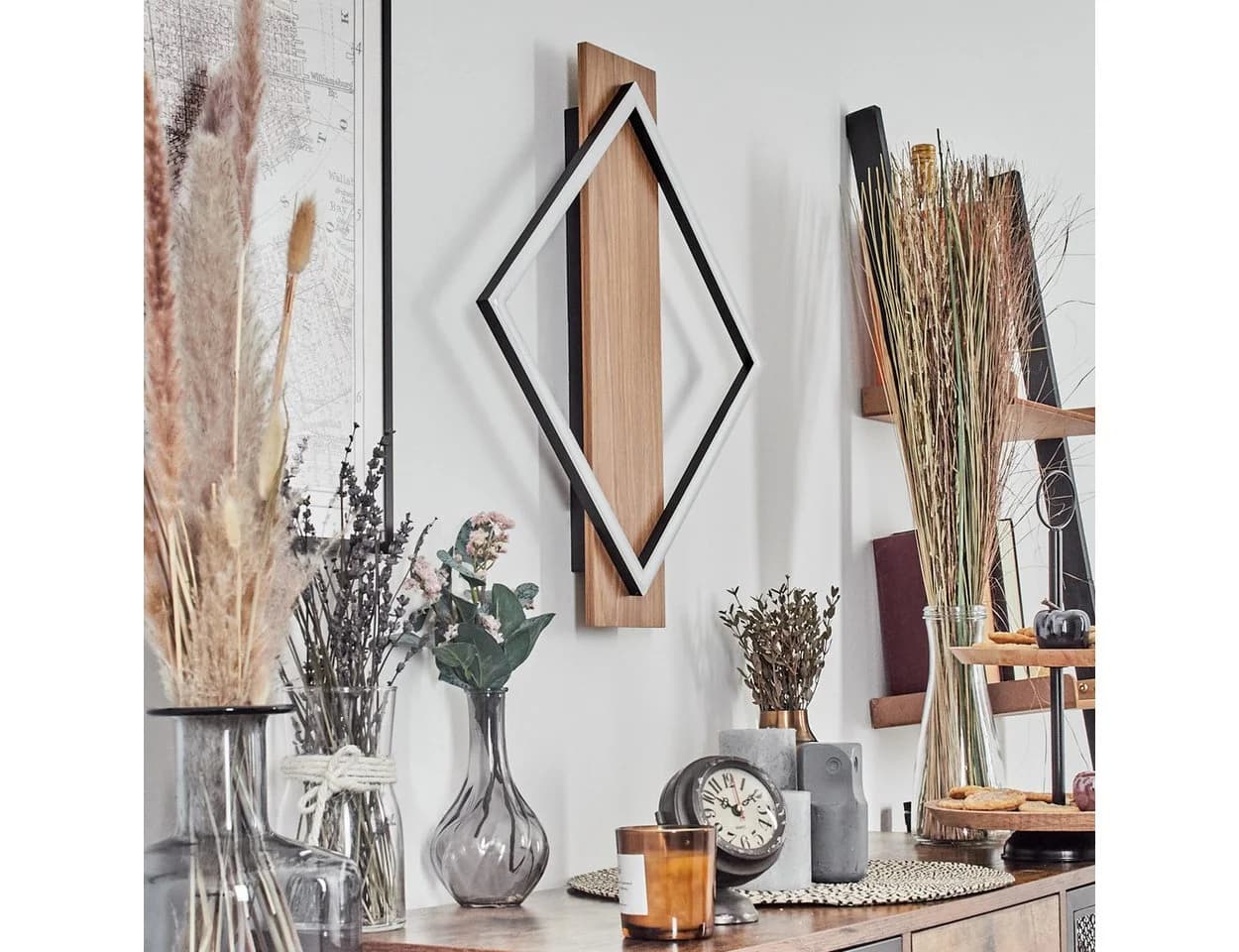 hofstein Wandleuchte LED Metall/Kunststoff Holzoptik Schwarz/Weiß - Bild 5