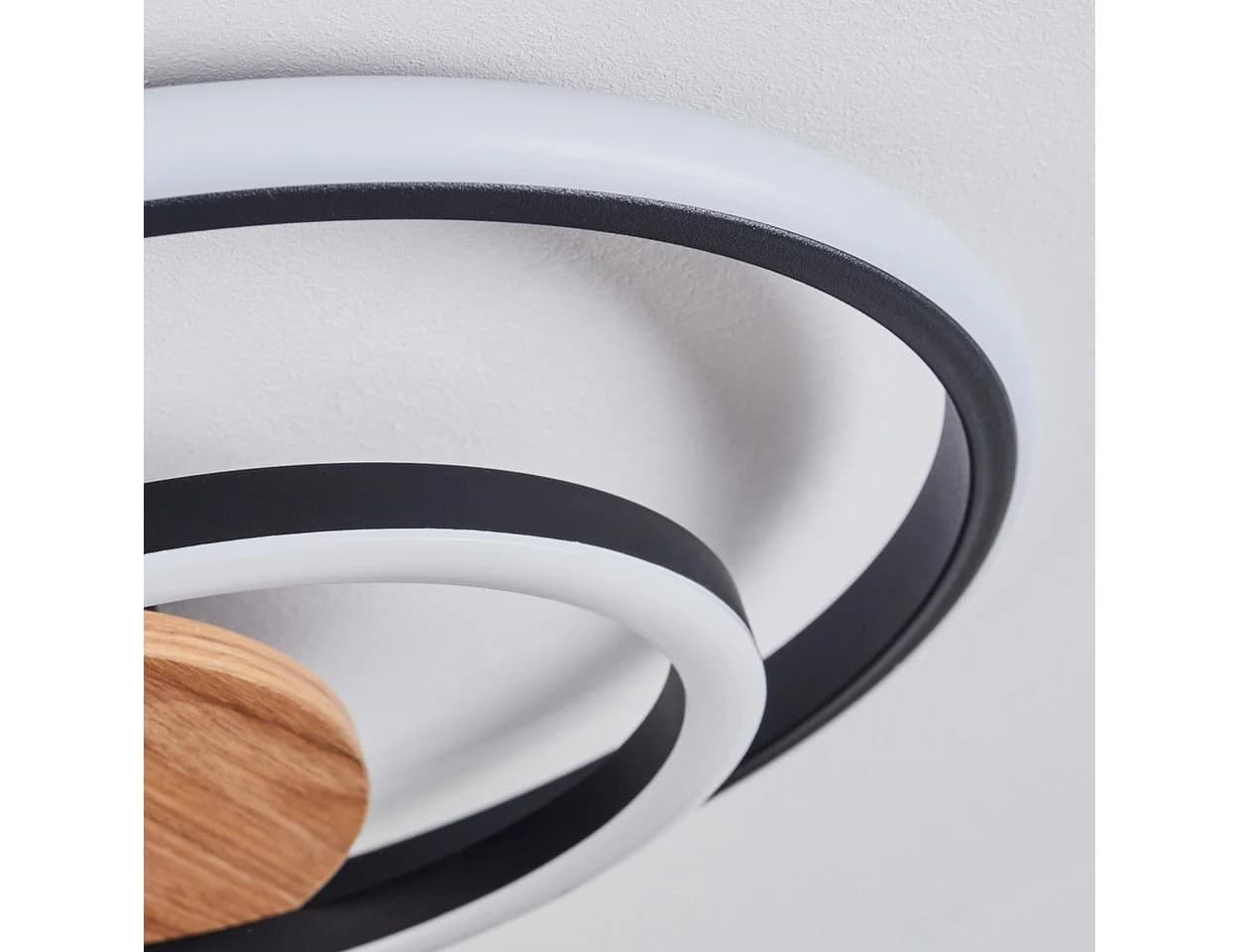 hofstein Deckenleuchte Metall/Kunststoff Holzoptik Schwarz/Weiß LED 3000K - Bild 3