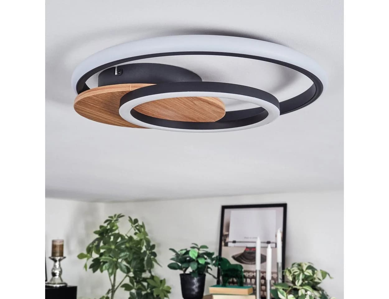 hofstein Deckenleuchte Metall/Kunststoff Holzoptik Schwarz/Weiß LED 3000K - Bild 5