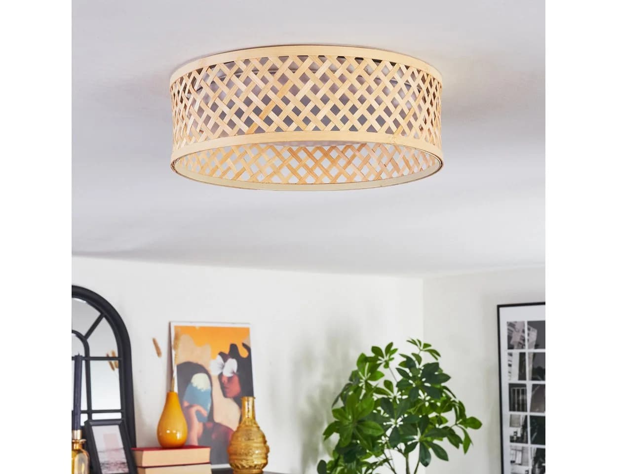hofstein Deckenleuchte Bambus Metall Kunststoff Boho-Design - Bild 5