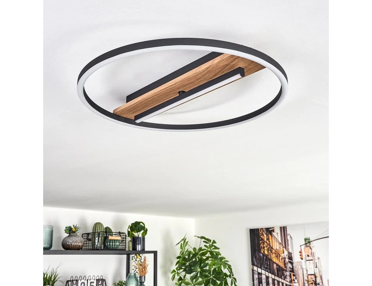 hofstein Deckenleuchte LED Schwarz/Weiß Boho-Design