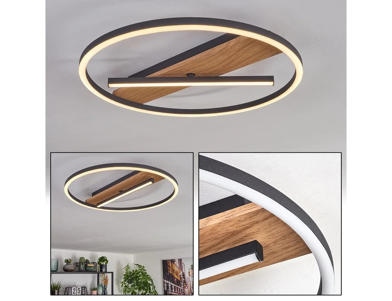 hofstein Deckenleuchte LED Schwarz/Weiß Boho-Design - Bild 2
