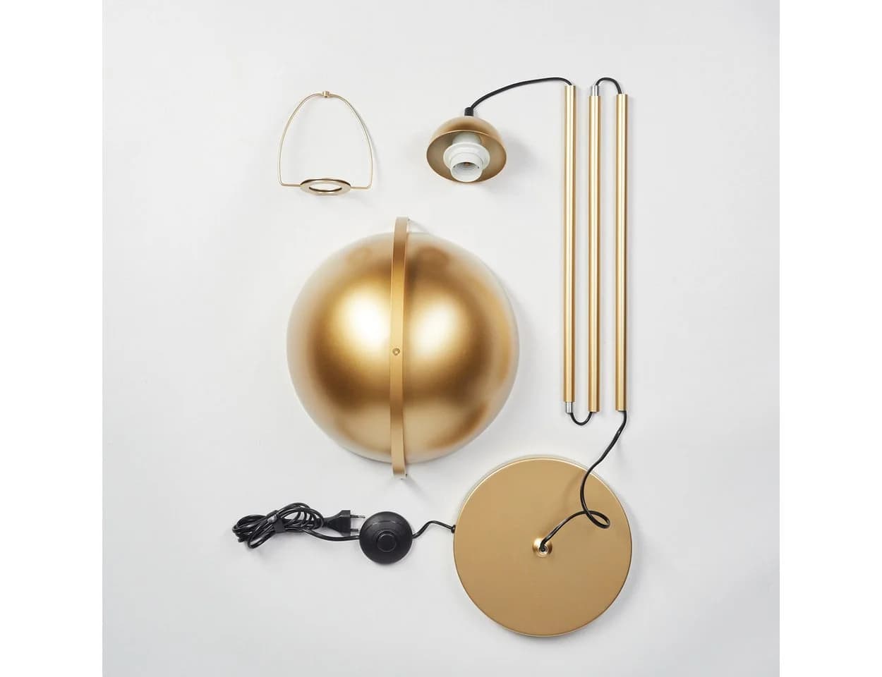 hofstein Stehlampe Gold Metall Retro Design Fußschalter E27 - Bild 5
