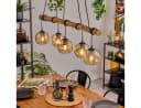hofstein Pendelleuchte 5x E27 Schwarz/Natur Bernstein Retro/Boho Bild 2