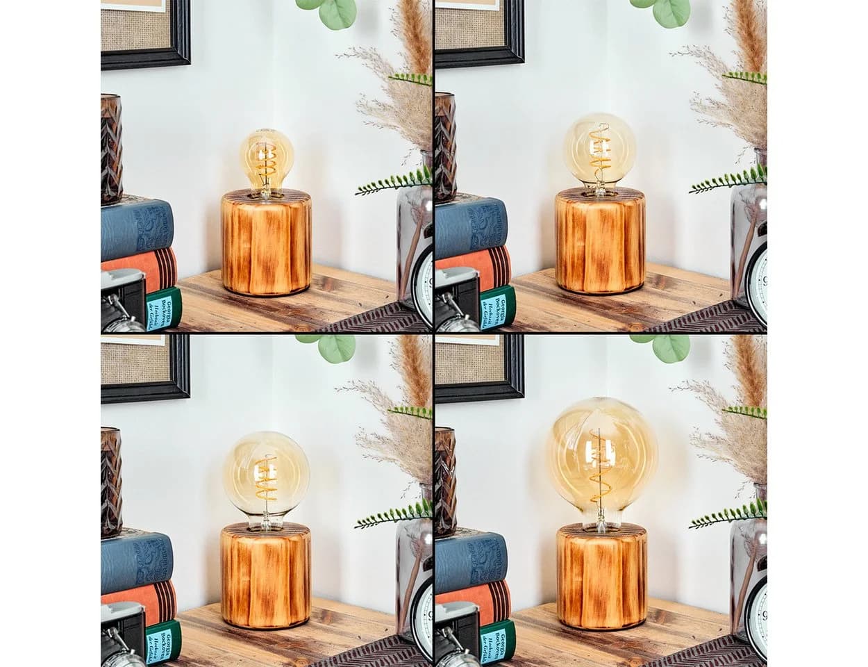 hofstein Tischleuchte Holz Boho Design E27