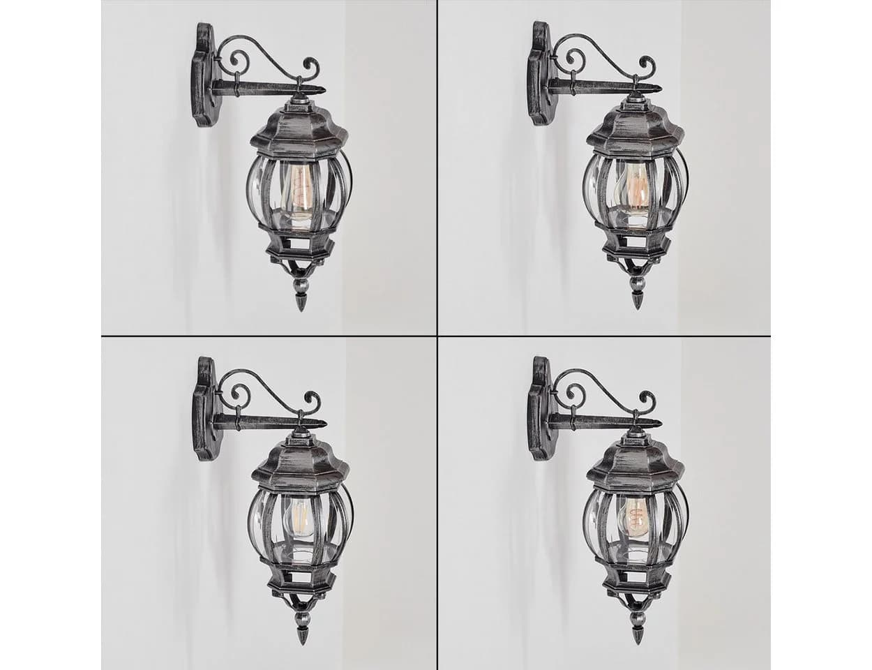 hofstein Außen-Wandleuchte Metall/Glas Schwarz/Silberfarben Klar E27 IP44