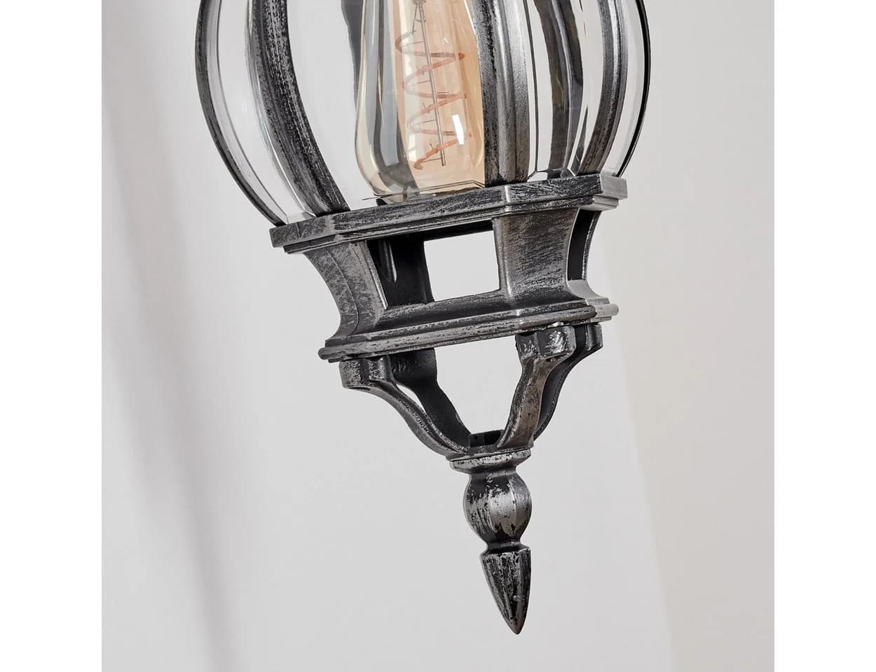 hofstein Außen-Wandleuchte Metall/Glas Schwarz/Silberfarben Klar E27 IP44 - Bild 3