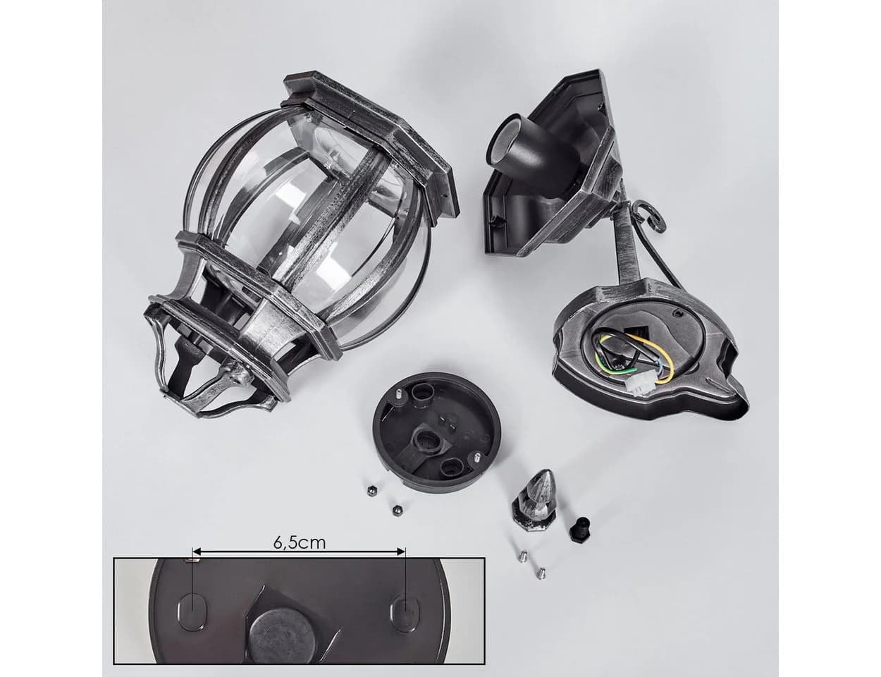 hofstein Außen-Wandleuchte Metall/Glas Schwarz/Silberfarben Klar E27 IP44 - Bild 5