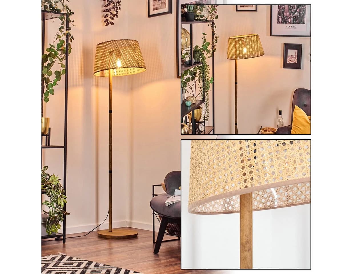 hofstein Stehlampe Rattan/Wienergeflecht Boho-Style - Bild 2