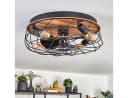 hofstein Deckenventilator mit LED-Beleuchtung Schwarz/Holzoptik Retro Design Bild 1