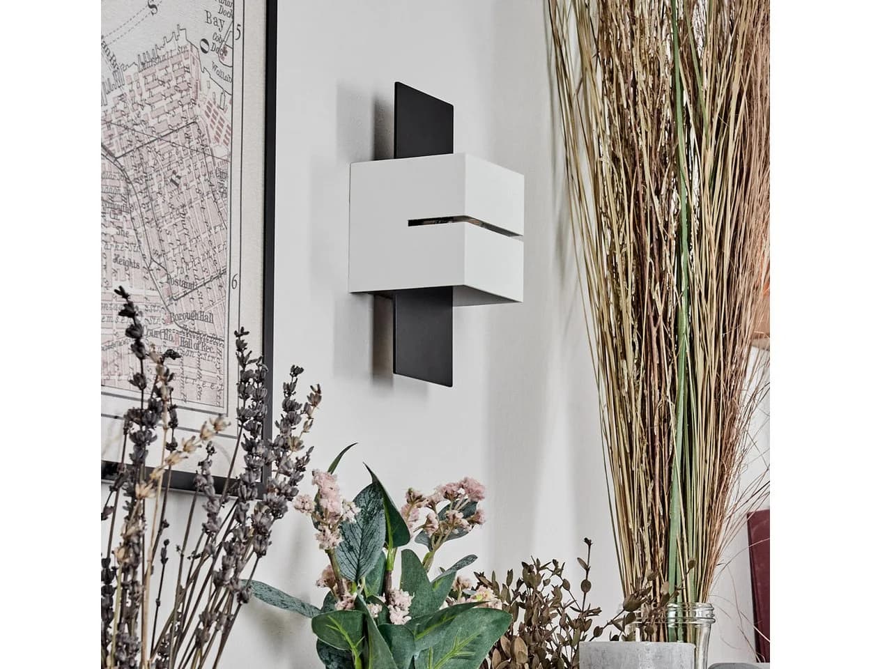 hofstein Wandleuchte Schwarz/Weiß Modern Up&Down Leuchte mit Schalter