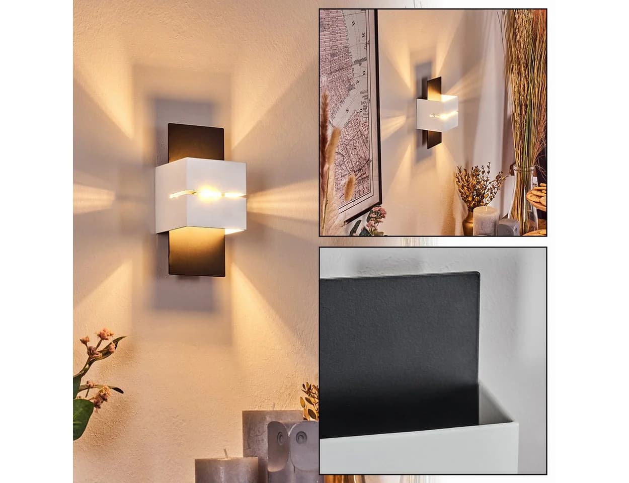 hofstein Wandleuchte Schwarz/Weiß Modern Up&Down Leuchte mit Schalter - Bild 2