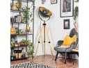 hofstein Stehlampe Holz/Metall Boho Schwarz/Gold Bild 1