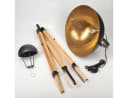 hofstein Stehlampe Holz/Metall Boho Schwarz/Gold Bild 5