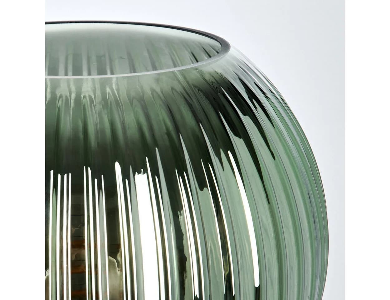hofstein Tischleuchte Tischlampe Metall/Riffelglas Schwarz/Grün E27 - Bild 3