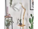 hofstein Stehlampe Holz Metall Stoff Boho Weiß Verstellbar E27 Bild 1
