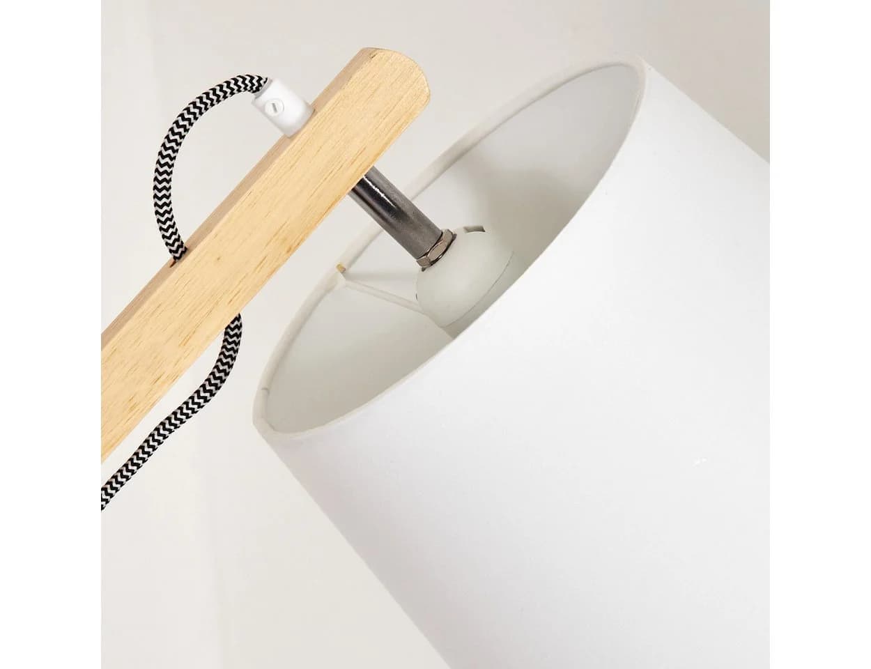 hofstein Stehlampe Holz Metall Stoff Boho Weiß Verstellbar E27 - Bild 3