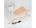 hofstein Stehlampe Holz Metall Stoff Boho Weiß Verstellbar E27 Bild 5