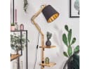 Elegante Stehlampe aus Holz, Metall und Stoff Bild 1