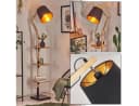 Elegante Stehlampe aus Holz, Metall und Stoff Bild 2