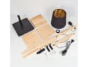 Elegante Stehlampe aus Holz, Metall und Stoff Bild 5