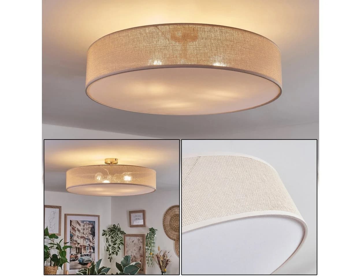 hofstein Deckenleuchte Boho-Design Metall/Papier 60cm E27 - Bild 2