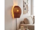 hofstein Wandleuchte Wandlampe Boho-Design Metall/Rattan Schwarz/Dunkelbraun E27 Bild 3