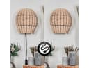 hofstein Wandleuchte Schwarz/Natur Metall/Rattan Boho-Design E27 Bild 1