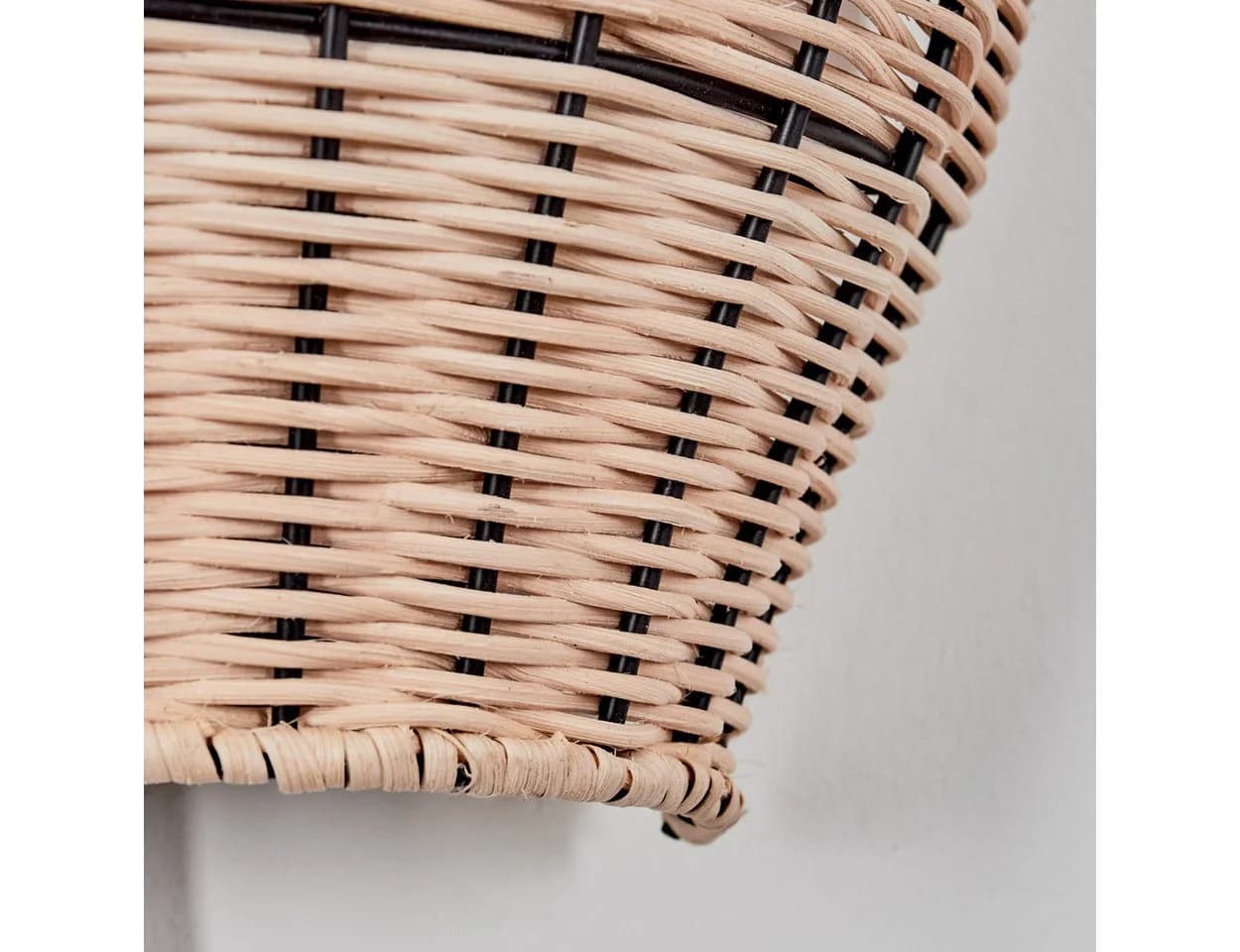 hofstein Wandleuchte Schwarz/Natur Metall/Rattan Boho-Design E27 - Bild 3