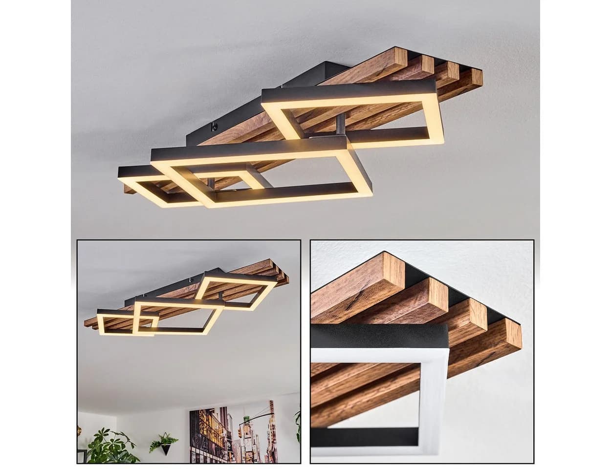 hofstein Deckenleuchte Modern Schwarz/Braun/Weiß - Bild 2