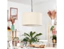 hofstein Hängeleuchte Modern Beige Weiß Metall Stoff Bild 1