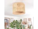 hofstein Deckenleuchte Boho Metall Rattan Schwarz Naturfarben E27 Bild 1