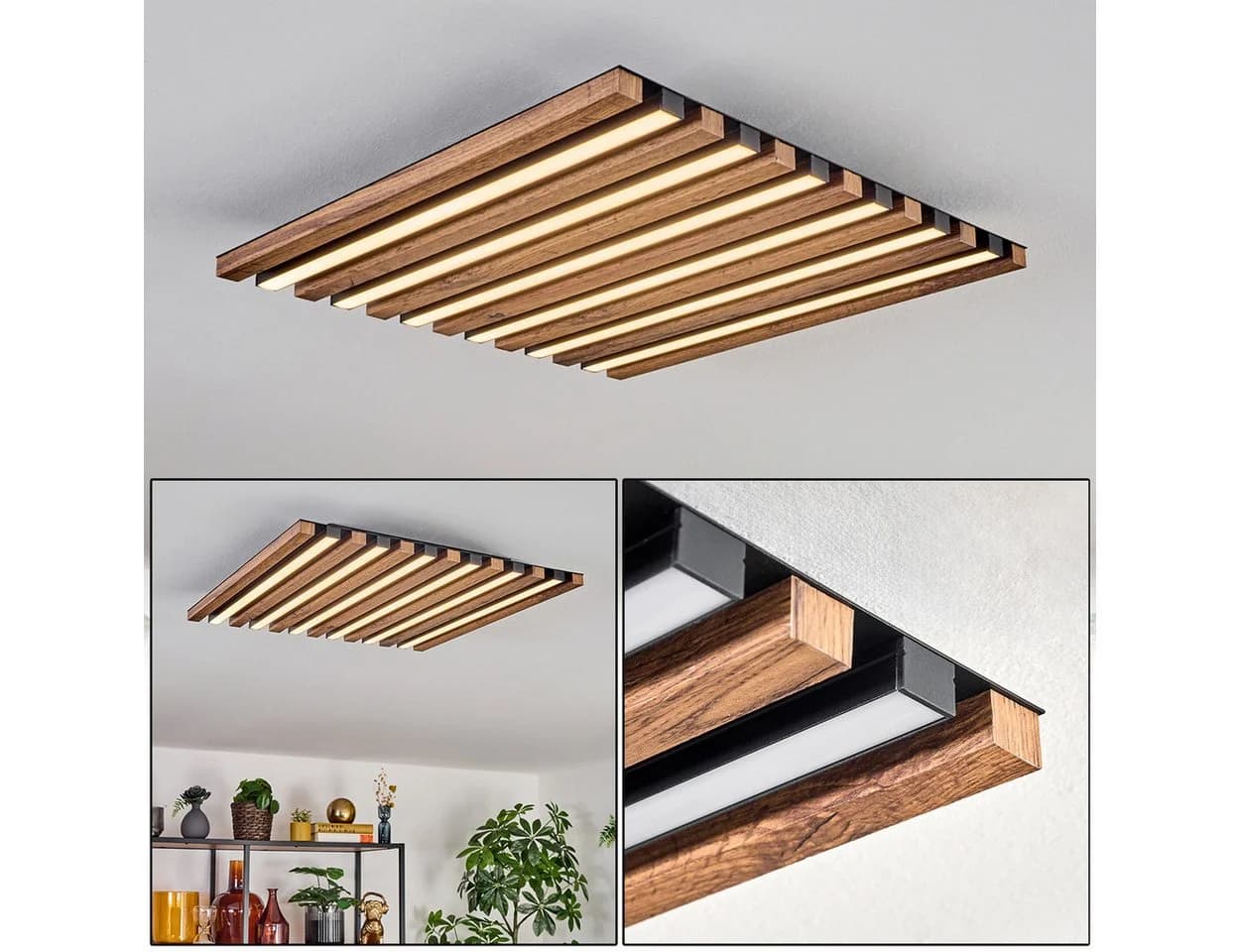 hofstein Deckenleuchte Holzoptik Schwarz Weiß - Bild 2