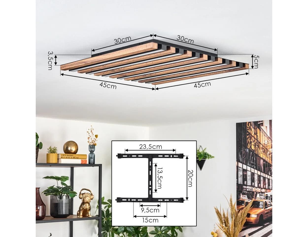 hofstein Deckenleuchte Holzoptik Schwarz Weiß - Bild 4