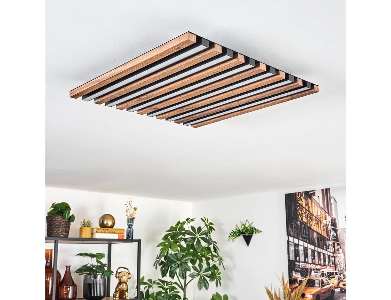 hofstein Deckenleuchte Holzoptik Schwarz Weiß - Bild 5